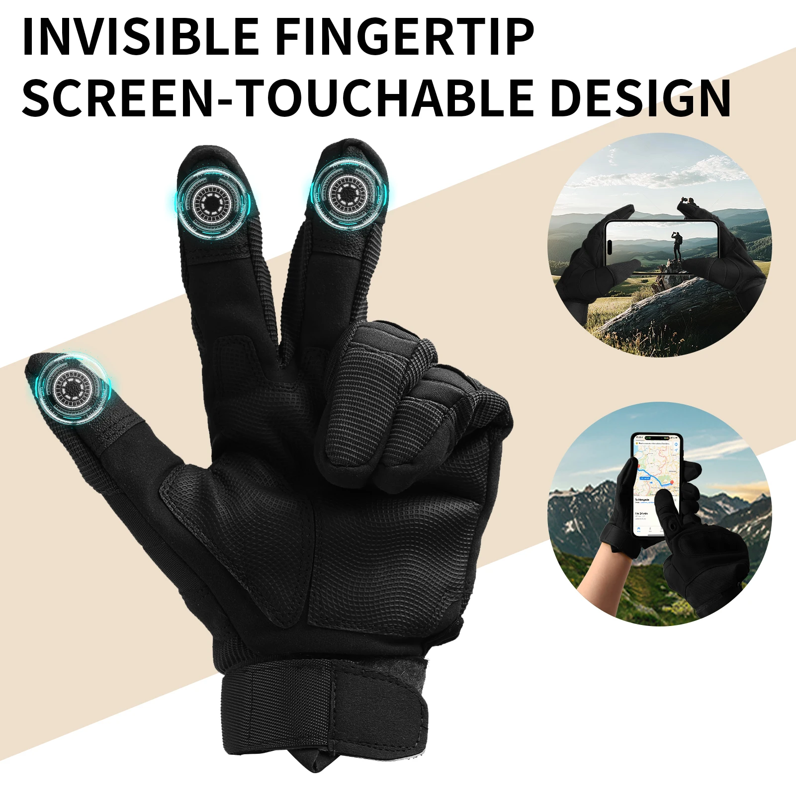 Guantes de ciclismo con dedos completos, guantes duros para nudillos con pantalla táctil para motocicleta, senderismo, escalada, equipo de madera, guantes tácticos - imagen 4