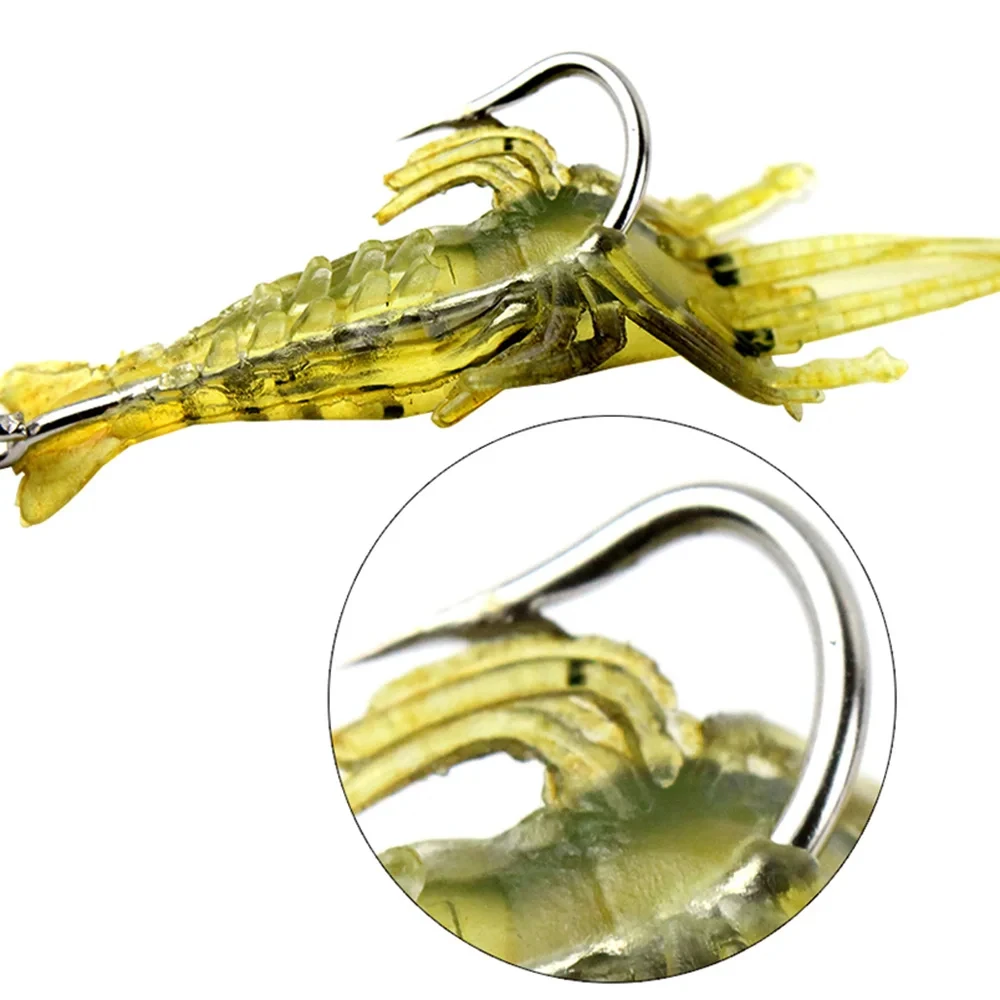20 piezas Artificial suave camarón señuelo gusano para cebo de pesca 1,3g/4cm gancho afilado Crankbait señuelos silicona Shone cebo de gambas - imagen 3