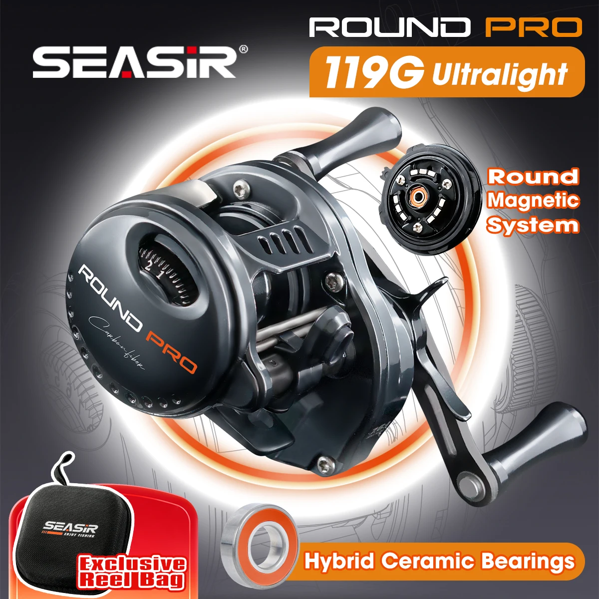 Carrete BFS SEASIR Round Rro – Ultraligero en fibra de carbono
