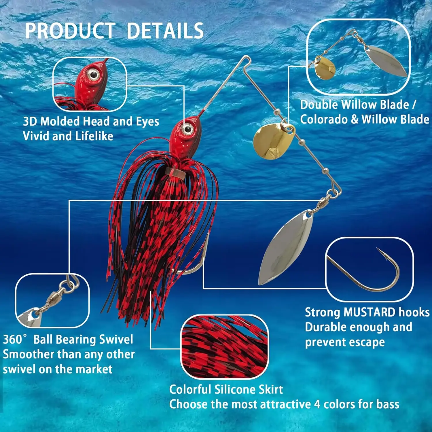 Eupheng Spinner cebo cuchara cebo de alambre 3,5g-14g Bass jig Chatter cebo señuelo de pesca Spinnerbait Lucio aparejos de pesca de lubina - imagen 3