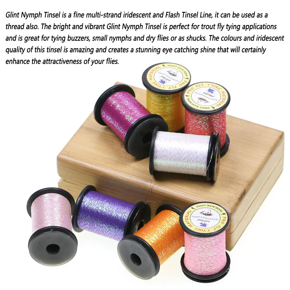 Bimoo, 1 unidad, oropel de ninfa brillante, Material de atado de moscas, oropel Flashabou para atar el cuerpo de la mosca seca, ninfas, zumbadores, Señuelos de pesca de trucha - imagen 3