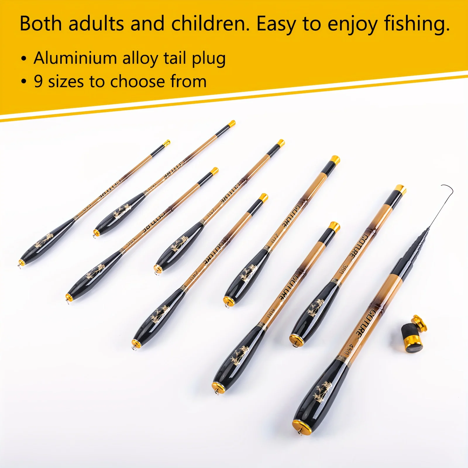Goture-Mini caña de pescar telescópica de fibra de carbono, ultraligera, alimentador de carpa de agua dulce, herramientas de aparejos, 1,4 M, 1,6 M, 2,1 M, 2,7 M - imagen 3