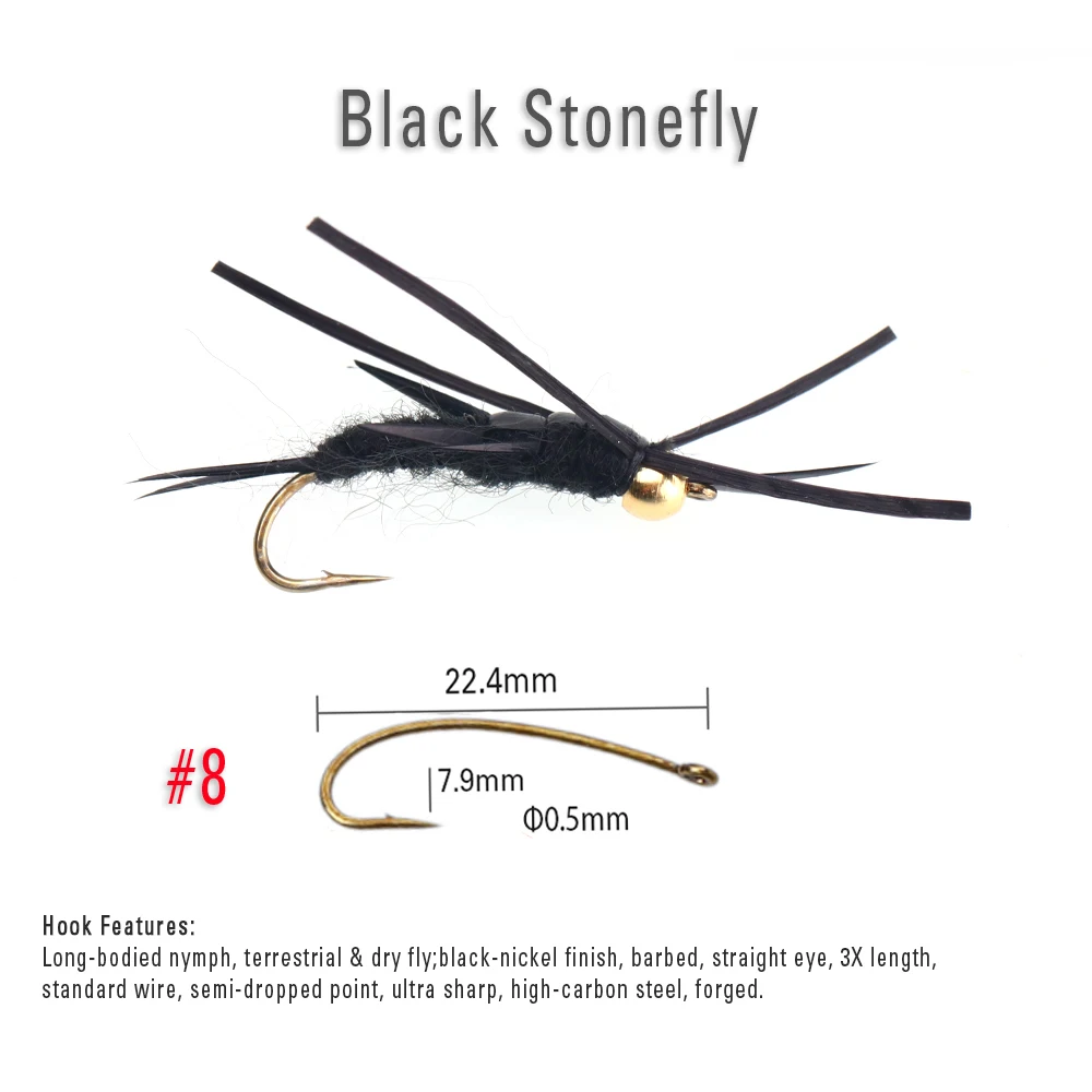 Wifreo-SEÑUELOS DE pesca con mosca, 6 piezas, ninfa, cabeza de cuentas de latón, piedras para trucha, trucha, señuelo de insectos realista - imagen 5