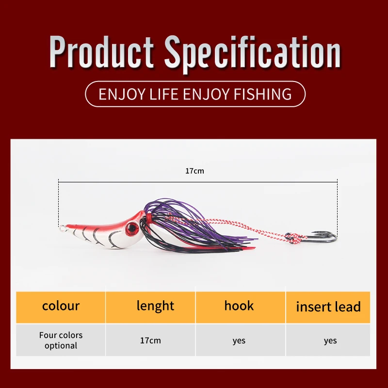 Señuelo de cabeza plomada de Metal, anzuelo de calamar luminoso, cebo suave que se hunde, pesca en agua salada, Marlin Grouper, cebo lento, productos de señuelo de pesca, 60g, 80g - imagen 2