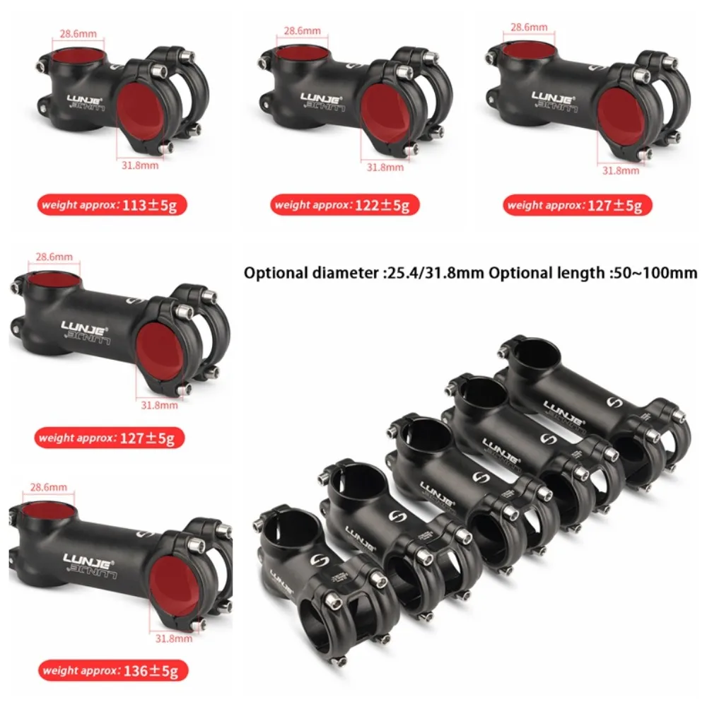 Vástago de bicicleta de aluminio ultraligero, eje de manillar de bicicleta de aleación de aluminio, 7 grados, 25,4mm/31,8mm, 50-100mm - imagen 2
