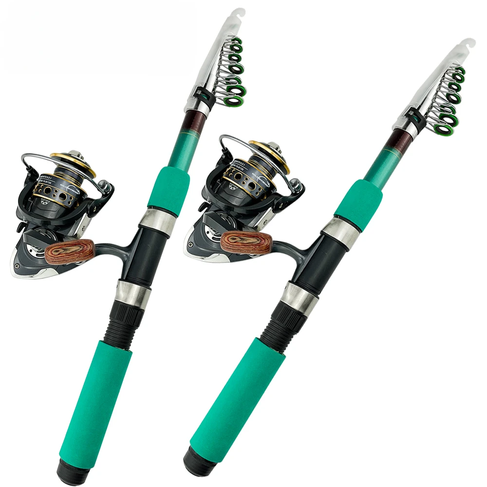 Carrete de caña de pescar giratorio Combo 1,8-3,6 M caña de pescar telescópica 5,2: 1 carrete de alta velocidad con línea Kit de pesca de viaje portátil - imagen 2