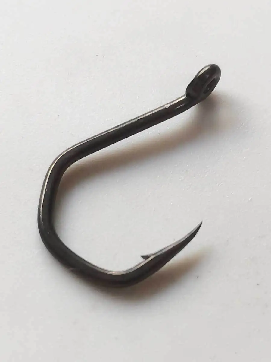 50 Uds. Anzuelo de pesca de carpa con revestimiento de PTFE, cabeza de anzuelo Yn, anzuelos de carpa, vástago curvo de acero rico en carbono, anzuelo de púas, anzuelos para aparejos de pelo Chod - imagen 4