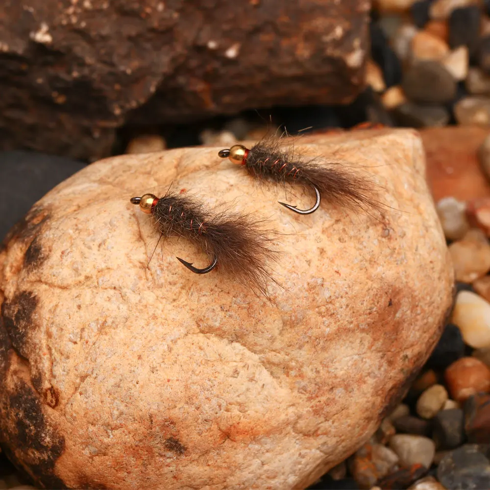 Bimoo 6PCS # 12 # 14 cuentas de latón ardilla ninfa mosca hundimiento rápido alambre de cobre mosca húmeda insecto Artificial cebo trucha mosca Señuelos de pesca - imagen 5