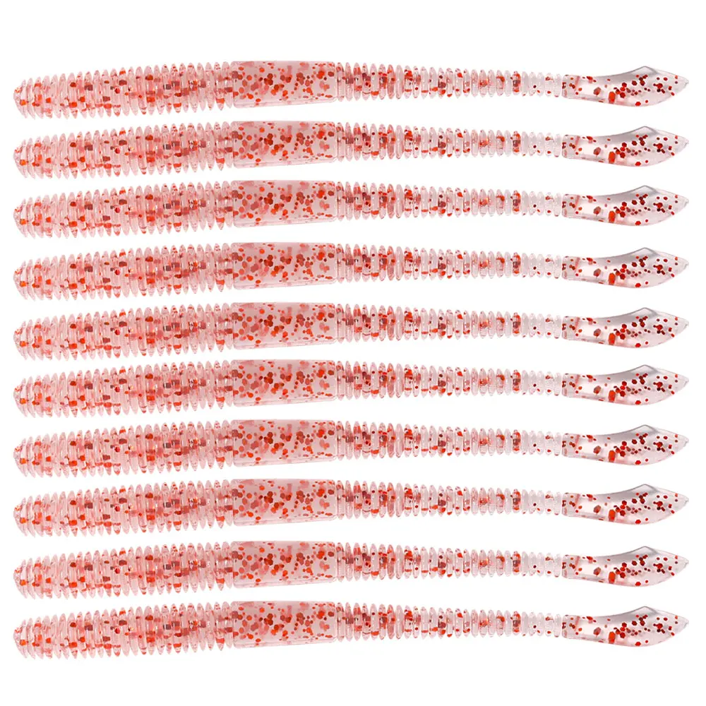 Señuelo suave de plástico para pesca en el mar, cebo de gusano de tierra, Wobblers, trucha, gusano, Spinnerbait, accesorios de productos de pesca, 10cm, 2,3g, 10 unidades - imagen 5
