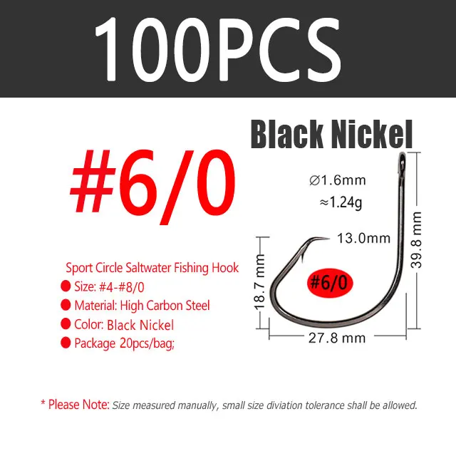 100pcs Size6I0 Black