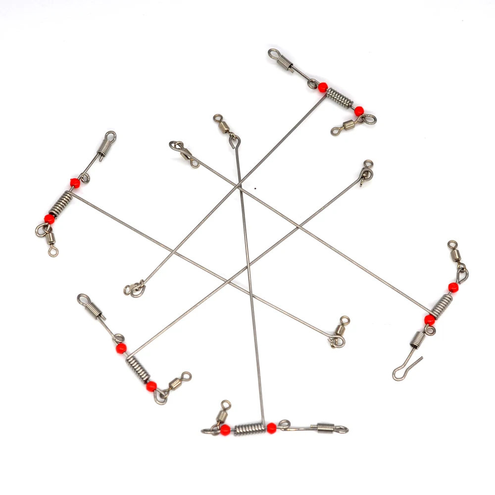 MNFT 6 uds aparejos de pesca señuelo equilibrio herramientas de pesca en forma de T triángulo rodante con conector de pesca de equilibrio de cuentas giratorias y a presión - imagen 4