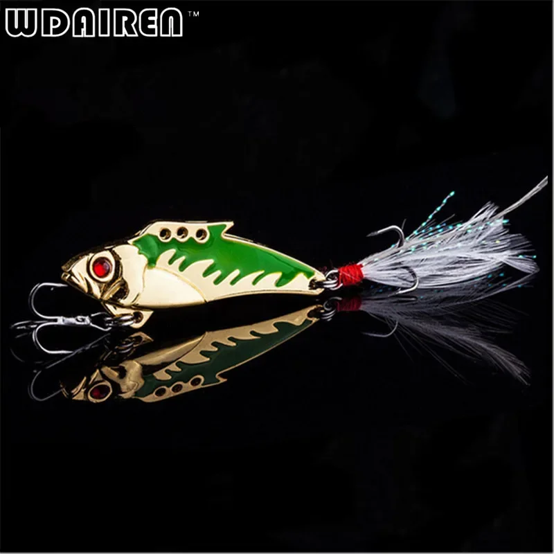 1 ud. 10g 4,5 cm cuchara de Metal VIB señuelo de pesca Crankbait Jig Wobblers Bass Crankbait con 8 #   Cebo con anzuelos triples - imagen 2