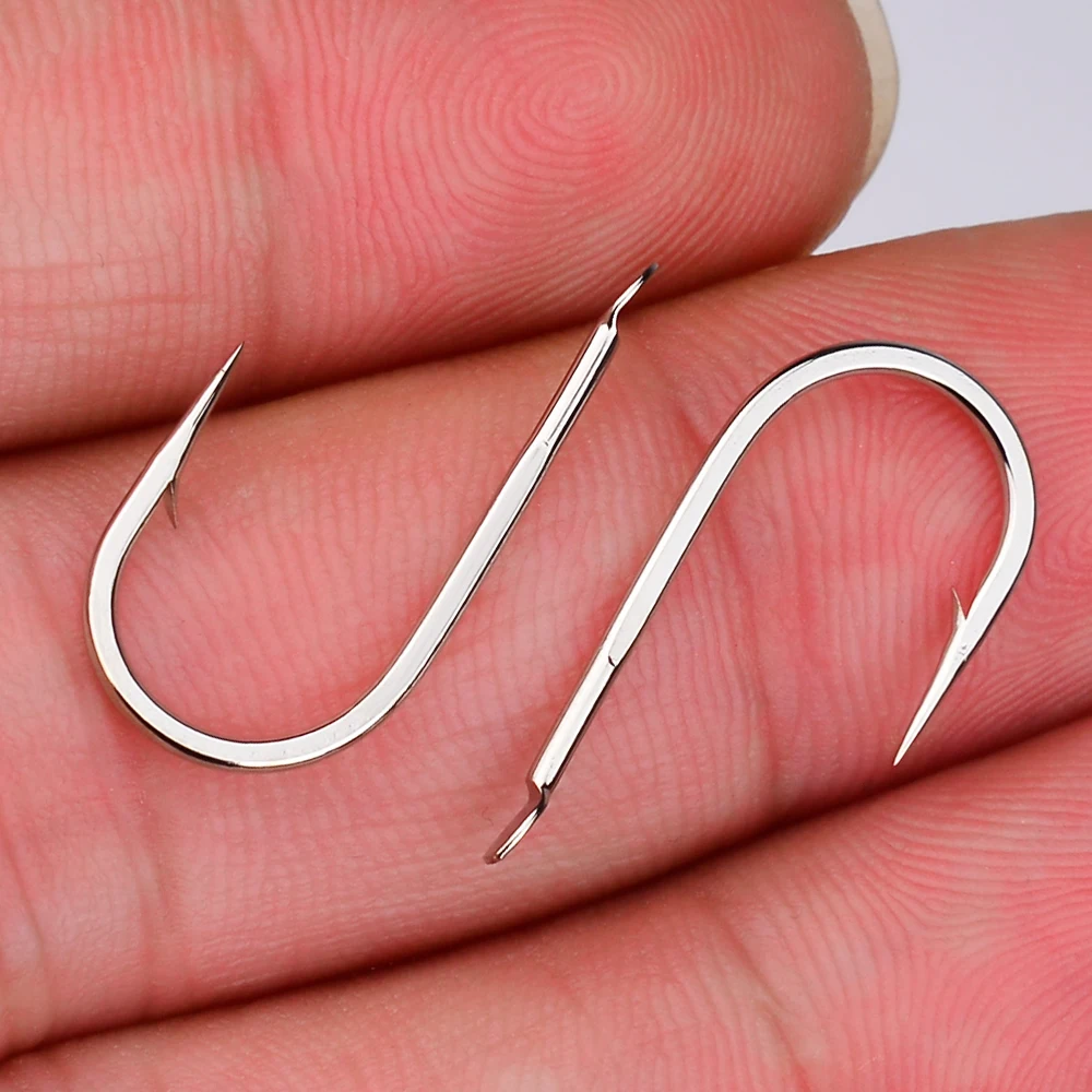 PROBEROS 100 piezas de gancho de púas afilado de acero al carbono tamaño 2/0 # -8 #   se puede utilizar para agua dulce, accesorios de pesca en el mar en la playa. - imagen 5