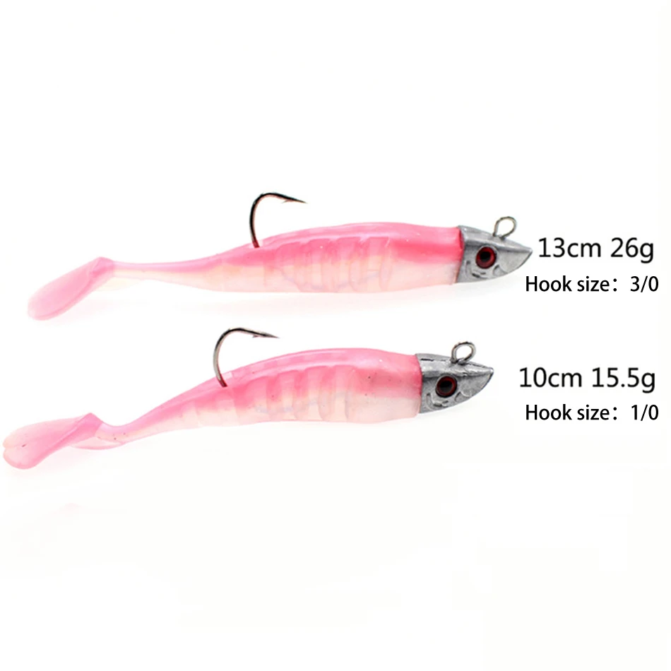 Señuelo de pesca Jigging, cebo blando de 10cm, 15,5g/13cm y 26g, cabeza de bricolaje, cola de pez en T, aparejos de pesca de lubina, 1 unidad - imagen 2