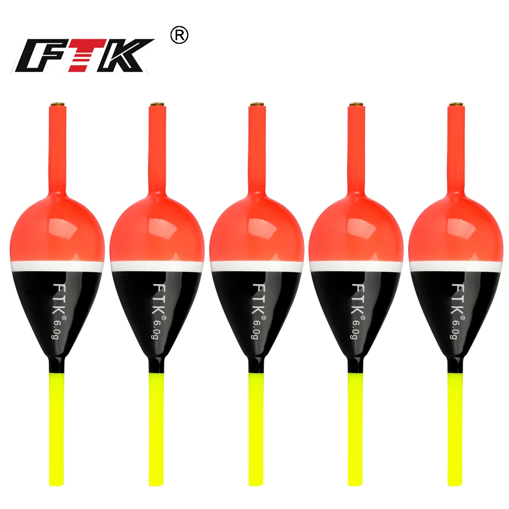 FTK 5 uds flotador de pesca Slip Bobber 2g/4g/6g balsa flotadores de pesca de madera boyas para tipo de pez lubina carpa Bobbers deslizantes de agua dulce