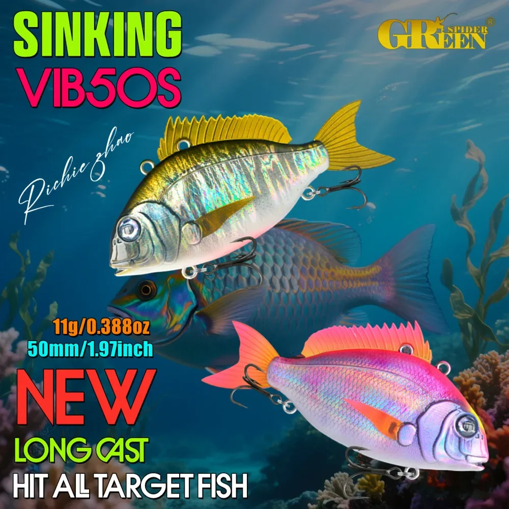 Señuelo de pesca hundido de 50mm y 11g, señuelo VIB para lubina, señuelo de pesca con vibración, cebo de pesca de agua de mar y agua dulce - imagen 2