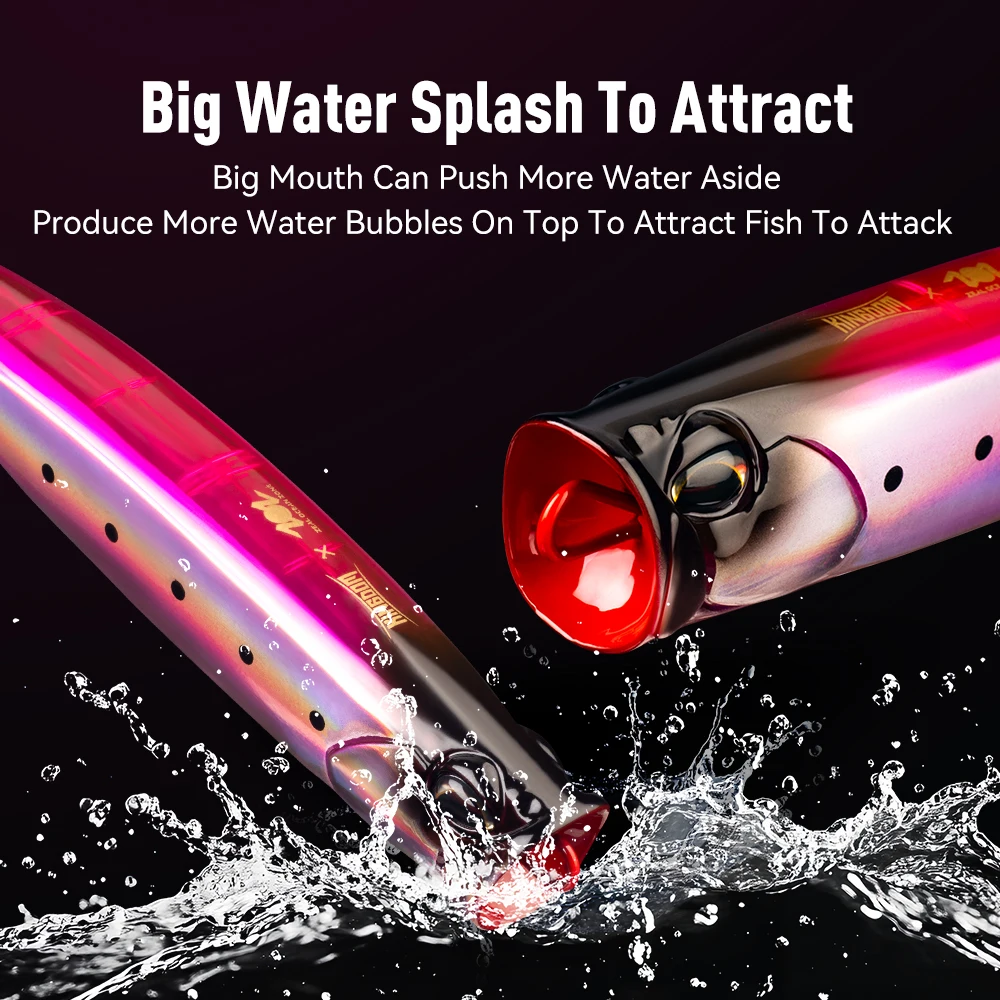 Señuelo de pesca Kingdom Popper, 37,5g, 58g, 79g, oscilantes duros de agua salada, cebo artificial flotante para lubina GT, señuelo de superficie de atún - imagen 4