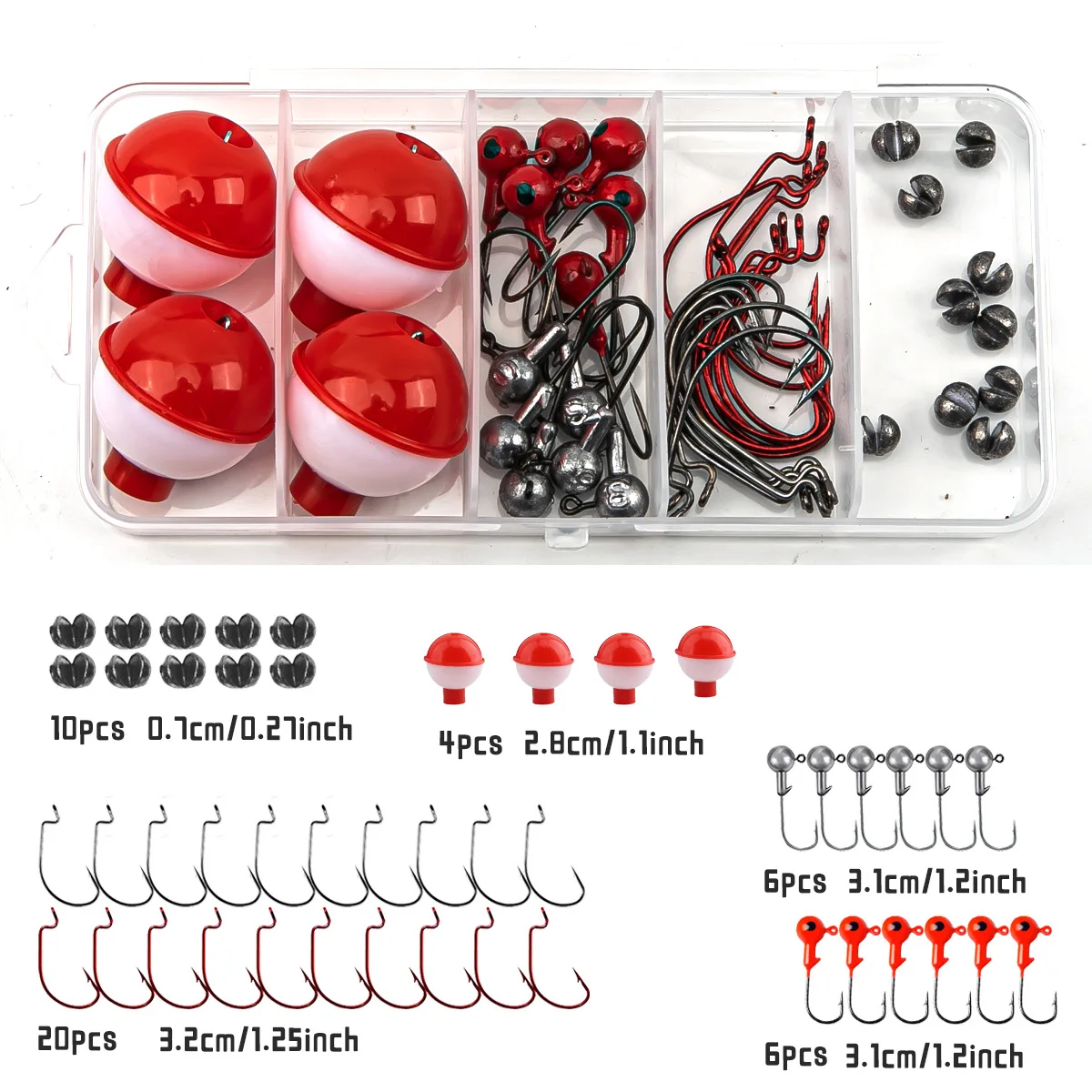 Kits de aparejos de cebo de pesca 46x/juego, Kit de aparejos y señuelos de pesca seleccionados, Kit de equipo de cebo de señuelo de pesca, equipo de pesca portátil - imagen 4