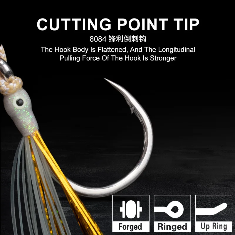 3 uds 3/0 5/0 7/0 9/0 anzuelo fuerte anzuelo individual anzuelos de Jigging lento anzuelo de pesca Assis anzuelos calamar luminoso pulpo - imagen 5