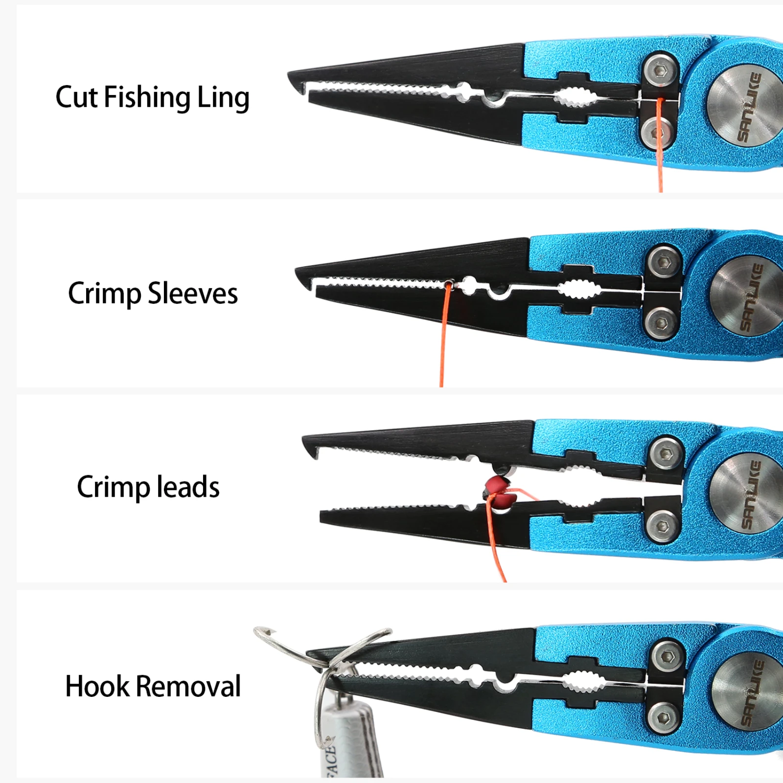 SANLIKE Alicates de pesca multifuncionales abridor anillas tijeras - imagen 3