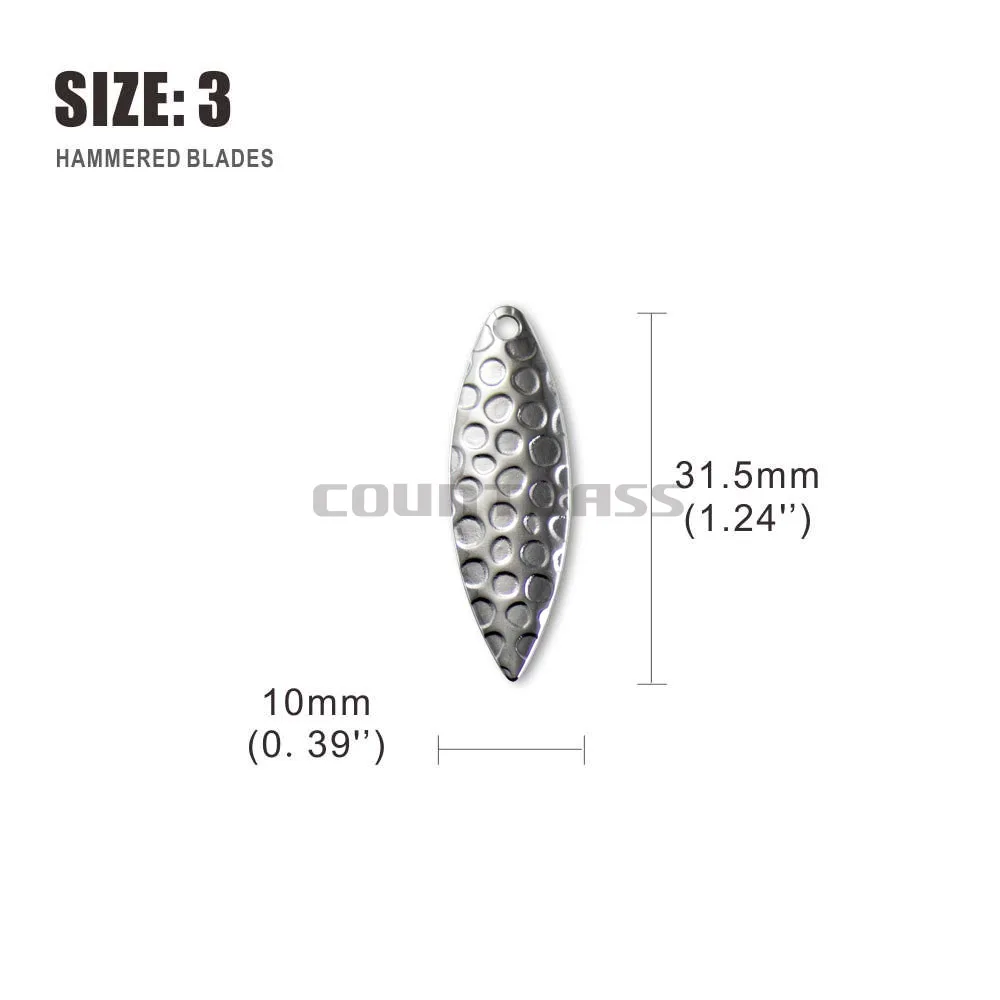 Countbass 50 Uds tamaño 1-tamaño 3 níquel latón hoja de sauce Spinner cuchillas patrón martillado señuelo de pesca accesorios piezas
