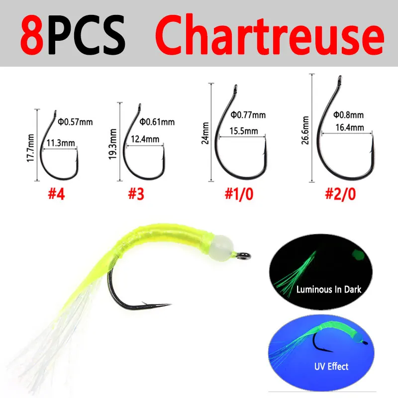 8PCS Chartreuse