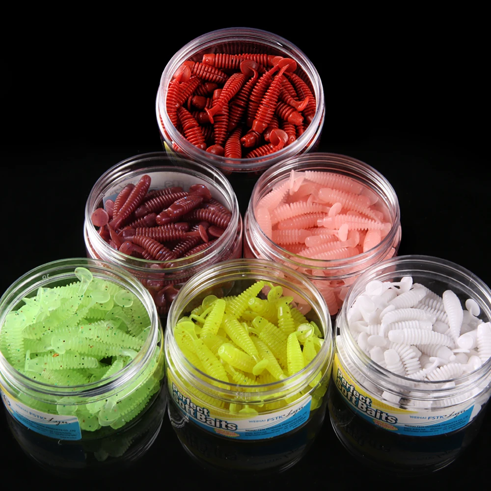 Señuelos de Pesca de gusanos artificiales suaves TPR Pesca 0,5g 35mm olor a pescado cebo Flexible de silicona Swimbait gusanos Jigging Wobblers - imagen 5