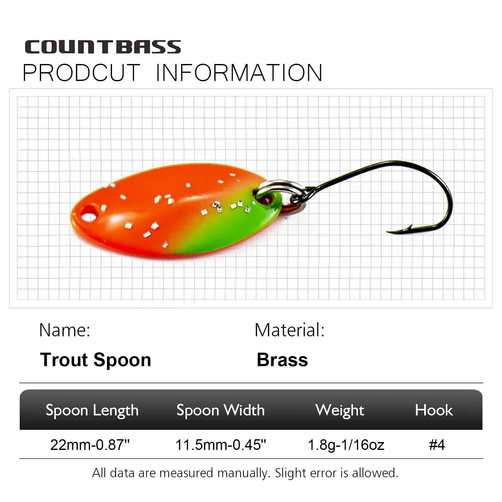 Countbass 1/16oz 1,8g cuchara de fundición salmón trucha Lucio lubina Metal latón Señuelos de pesca - imagen 2