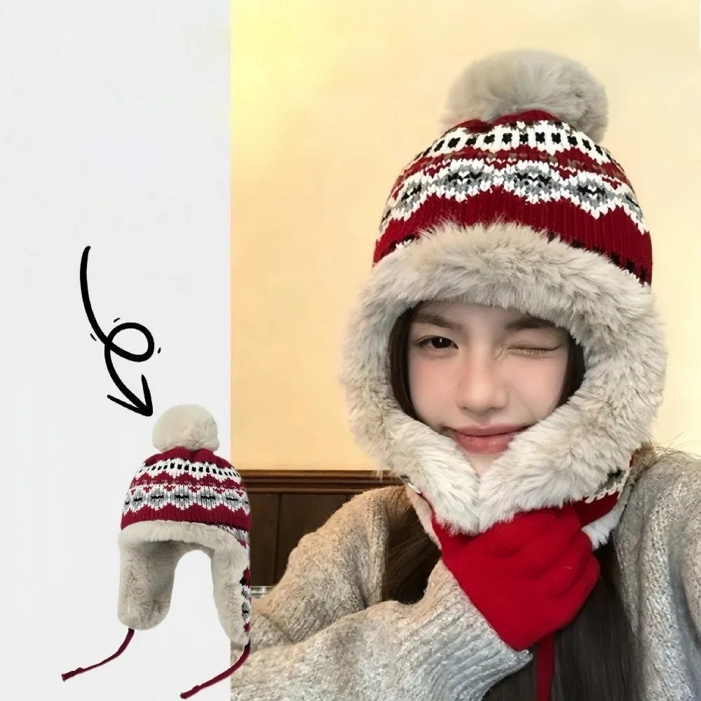 Nuevo Gorro cálido con pompón, gorro cálido a prueba de viento con protección para los oídos, gorro a prueba de frío para ciclismo al aire libre, esquí - imagen 4