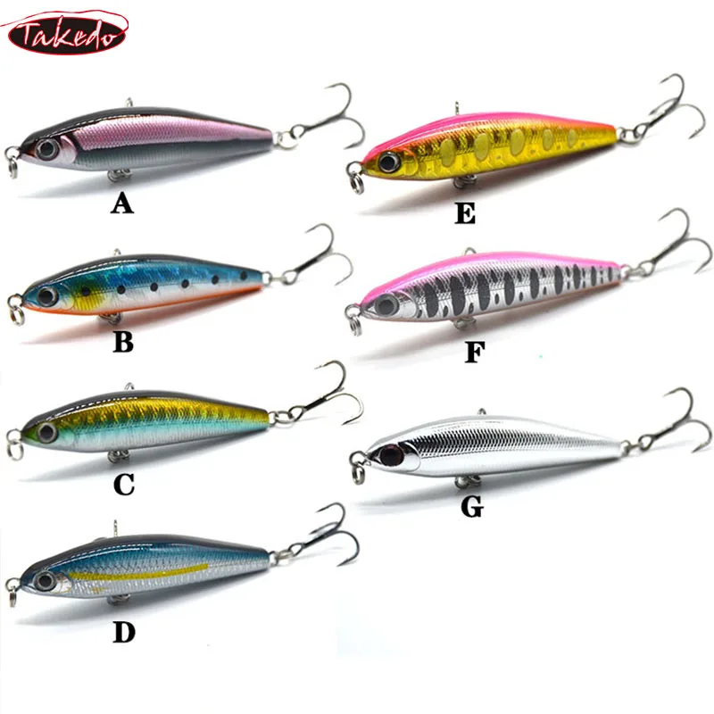 TAKEDO Alta Calidad 7 Colores BP60 60mm 7.6g BK* 6 #   Anzuelo Stickbait lápiz cebo Señuelos de pesca señuelo de lubina Señuelos de pesca cebo duro - imagen 5