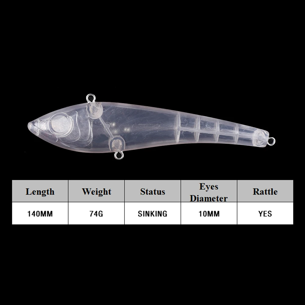 Chan'sHuang-Cebo en blanco sin pintar de 5 piezas, 14cm, 74g, sonajero que se hunde, lápiz, señuelo de pesca Artificial hecho a mano - imagen 2