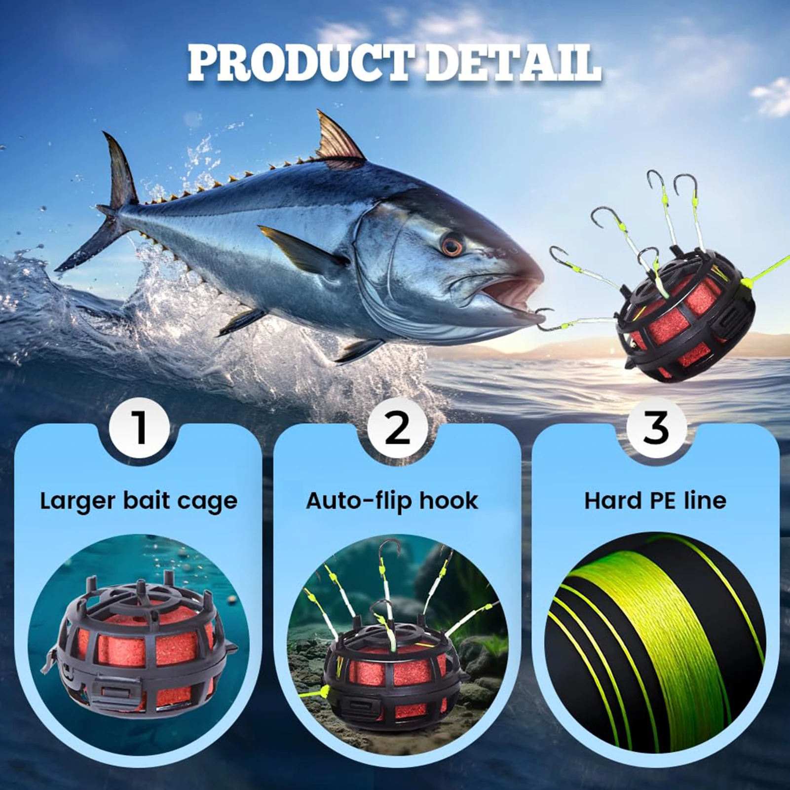 Jaula alimentadora de acero antibobinado – Ideal para pesca en fondo - imagen 4