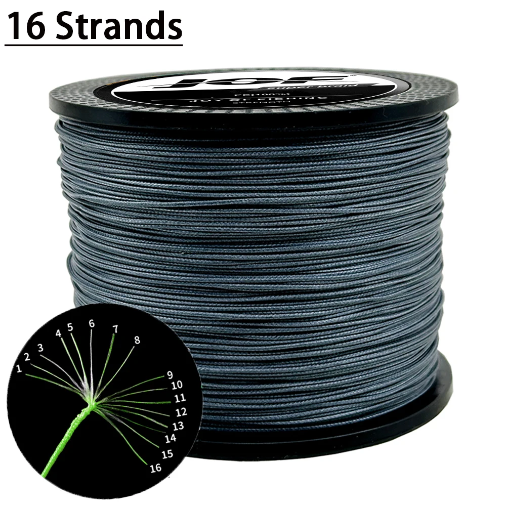 JOF-línea de pesca trenzada de alta resistencia de 16 hebras, 25LB-200LB, multifilamento antimordida, PE, para señuelo, pesca de peces grandes, 500m - imagen 4