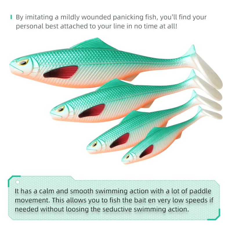 Noeby Pro Shad Swimbait-señuelo suave, 14cm, 27g, 18cm, 51g, 22cm, 104g, 27cm, 170g, Wobblers de silicona que se hunden, Lucio, gran juego - imagen 5