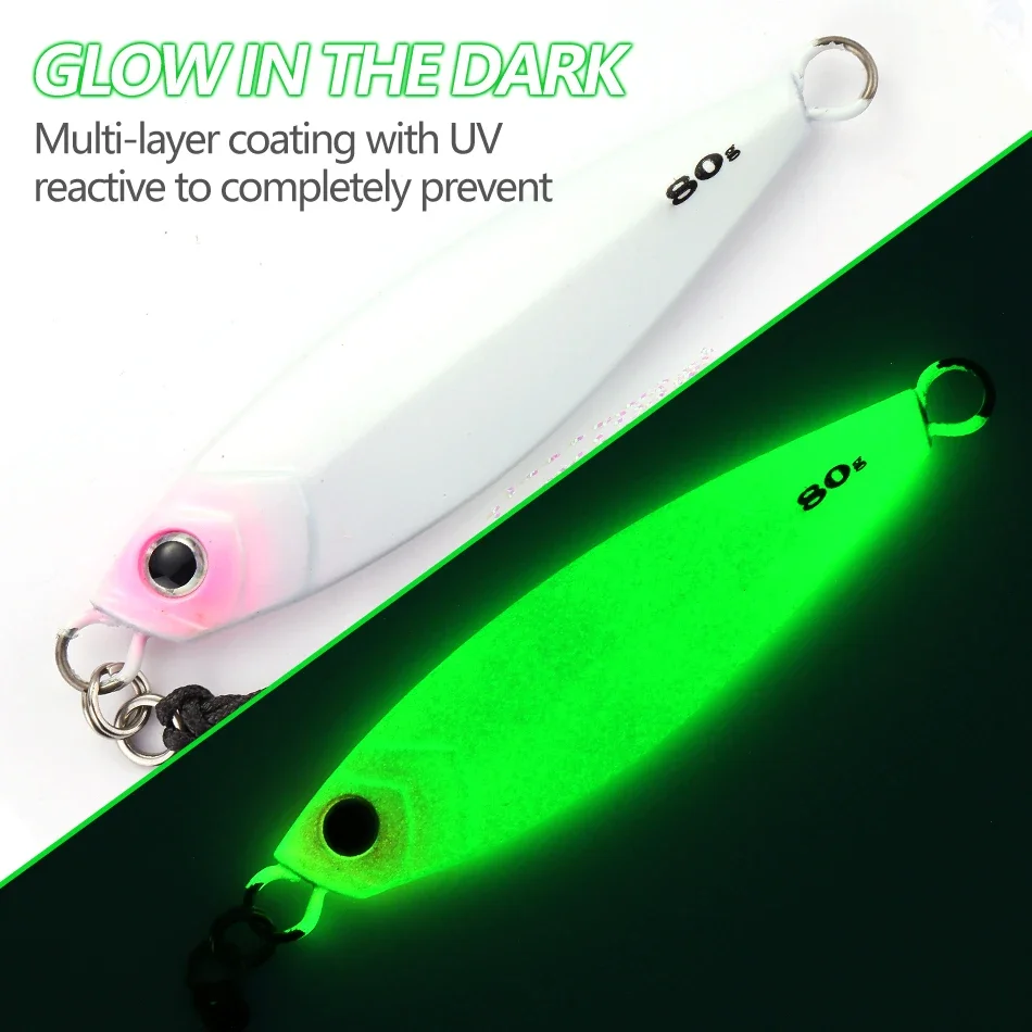 MOOKZZ-señuelo de pesca de jigging lento, anzuelo largo de Metal fundido, 20g, 30g, 40g, 60g, 80g, para barco de aguas profundas - imagen 3