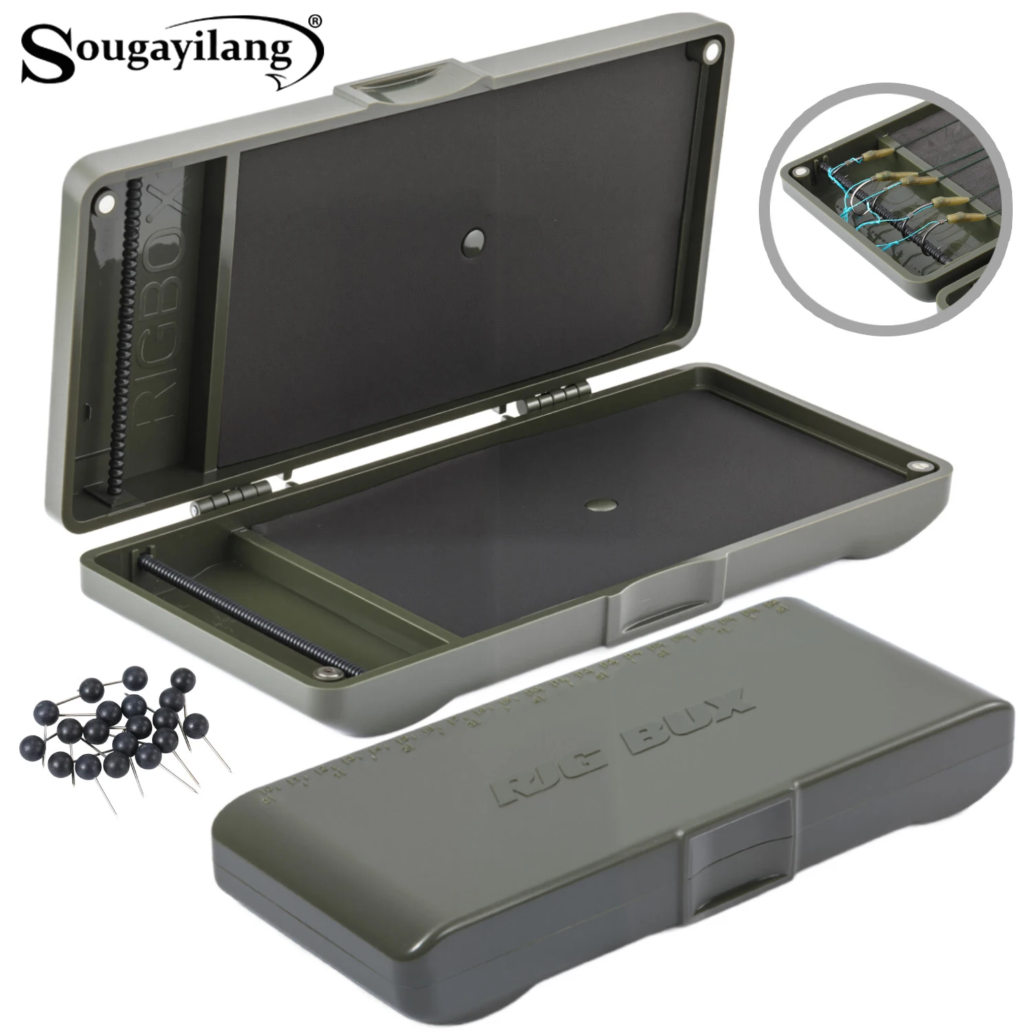 Caja Sougayilang anzuelos magnéticos doble cara para carpa con espuma