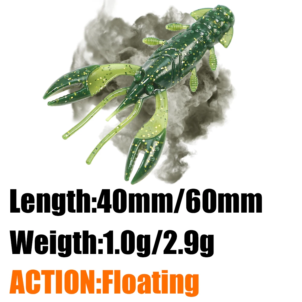 B & U Craw flotante 40mm 60mm pesca señuelo suave Jig Wobblers Swimbait cebos de silicona camarones lubina perca señuelo Artificial Craws cebo - imagen 3