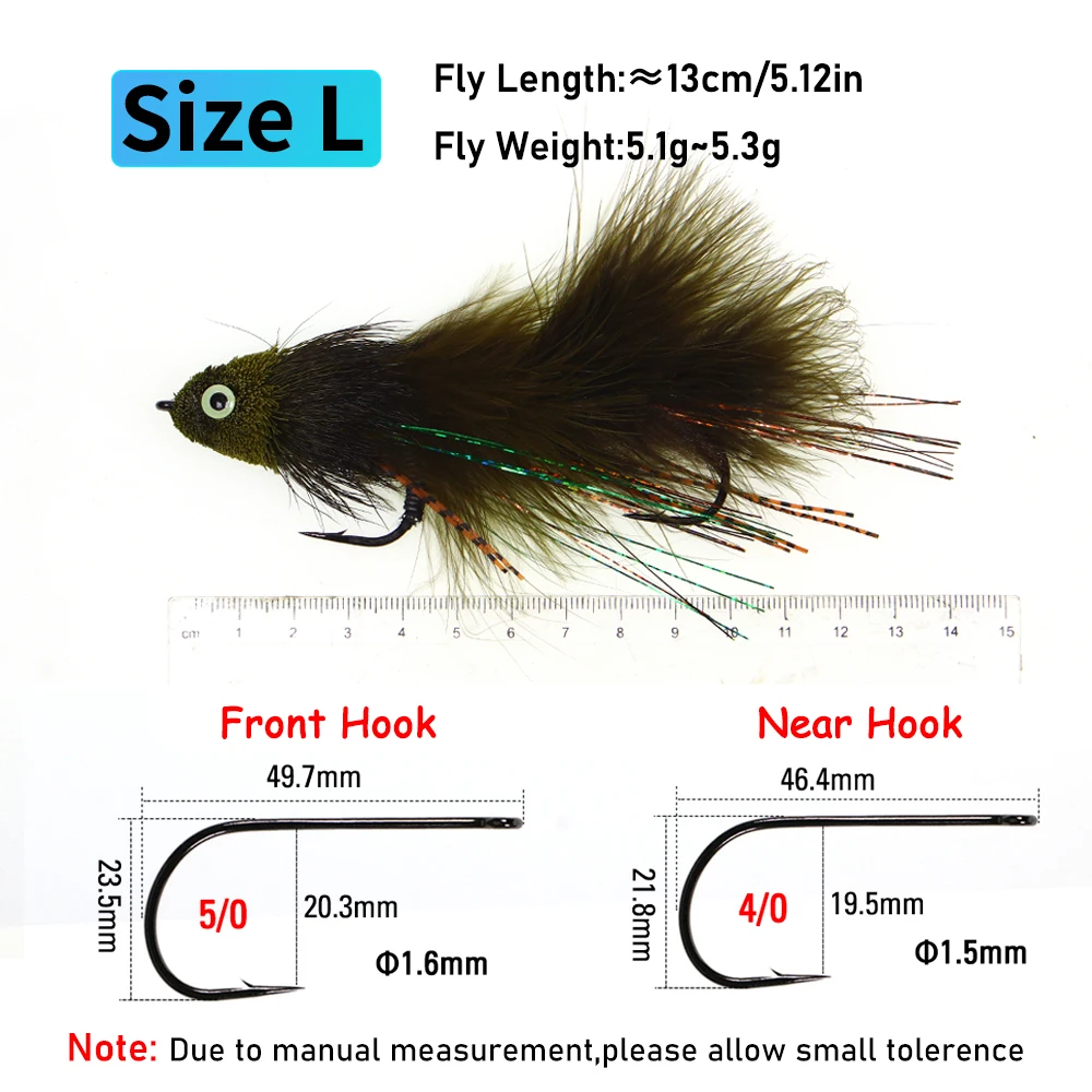 Ellllv 4,3 "/5,1" pelo de ciervo juego grande serpentina articulada mosca 2 anzuelos fuertes trucha grande lubina agua salada señuelo de pesca con mosca cebo - imagen 5