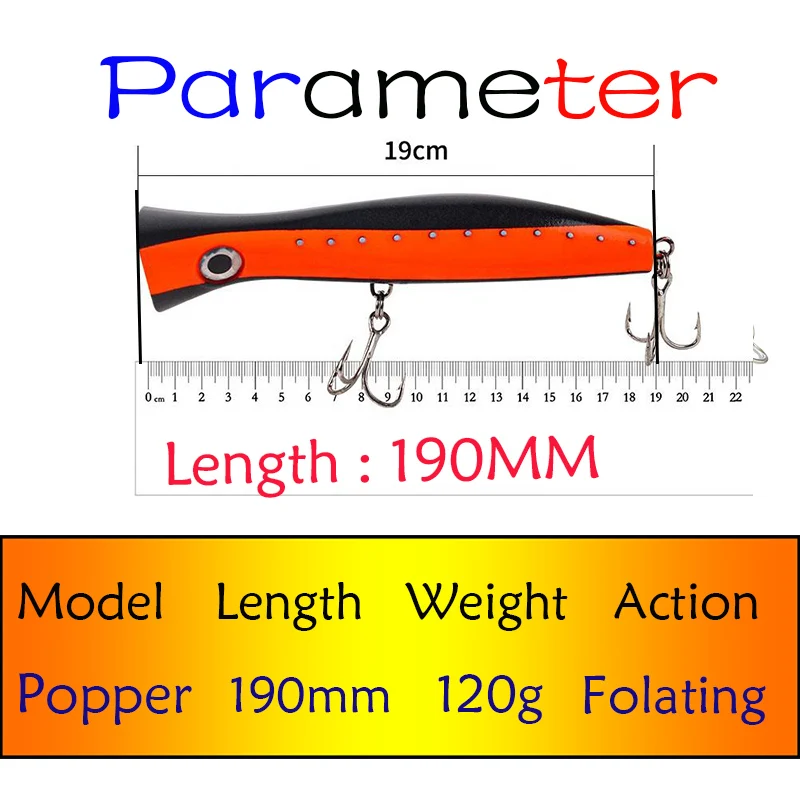 Testar-Señuelos de Pesca de 190mm y 120g, cebo duro Artificial para Pesca de lubina y Lucio - imagen 3
