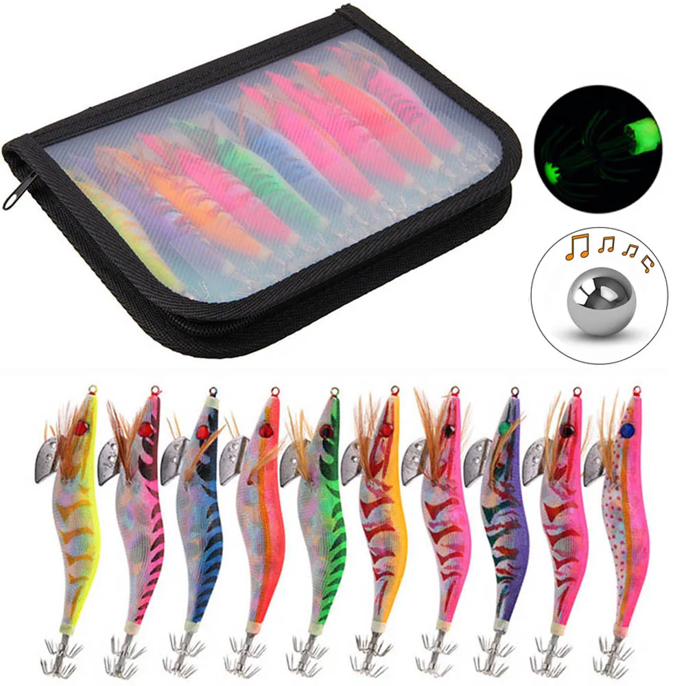 Señuelo jigging luminoso para calamar con sonajero de madera - imagen 3