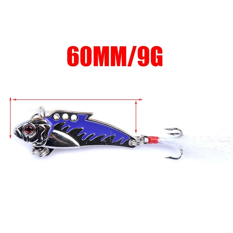 Señuelos VIB de Metal, 6cm, 9g, cuchara vibratoria, señuelo Wobbler, señuelo de pesca, cebo de lubina, anzuelo de pluma Artificial, aparejos de pesca, 1 ud. - imagen 2