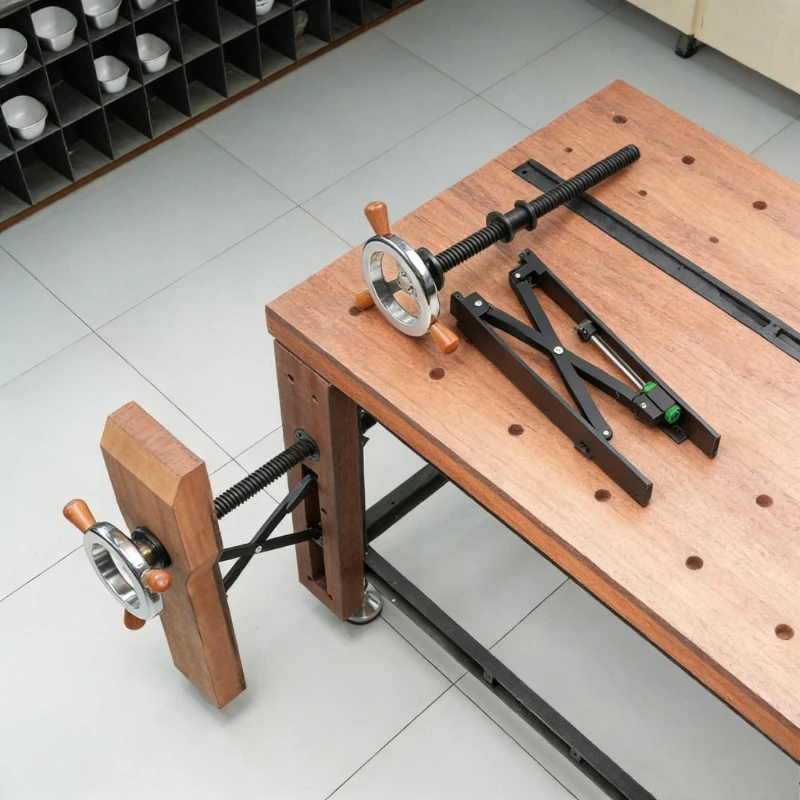 Tornillo de banco ajustable con soporte paralelo X — robusto - imagen 2