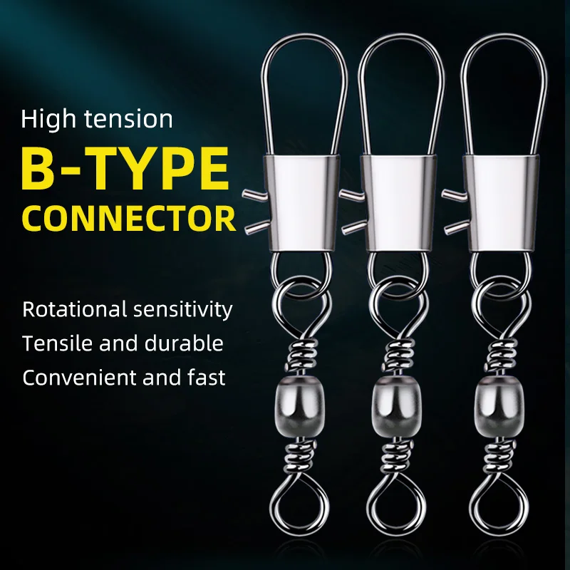 100 Uds. Conector de pesca giratorio, Pin de enclavamiento, rodamiento giratorio, Clips Fastlock, anzuelo, señuelo, accesorios de aparejos - imagen 2