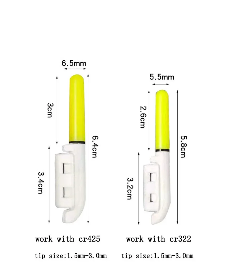 10 unids/lote palo de luz con batería recargable CR3322 CR425 Clip en punta de caña de pescar lámpara brillante impermeable D002 - imagen 5