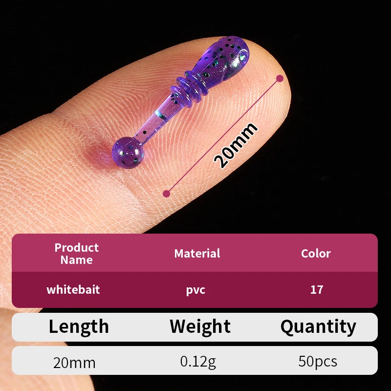 Cebo suave supercontinente, nuevo cebo blanco, 2cm/50 Uds., Señuelos de pesca que se hunden, cebo tremor, señuelo de pesca suave, señuelo de gusanos de pescado - imagen 2
