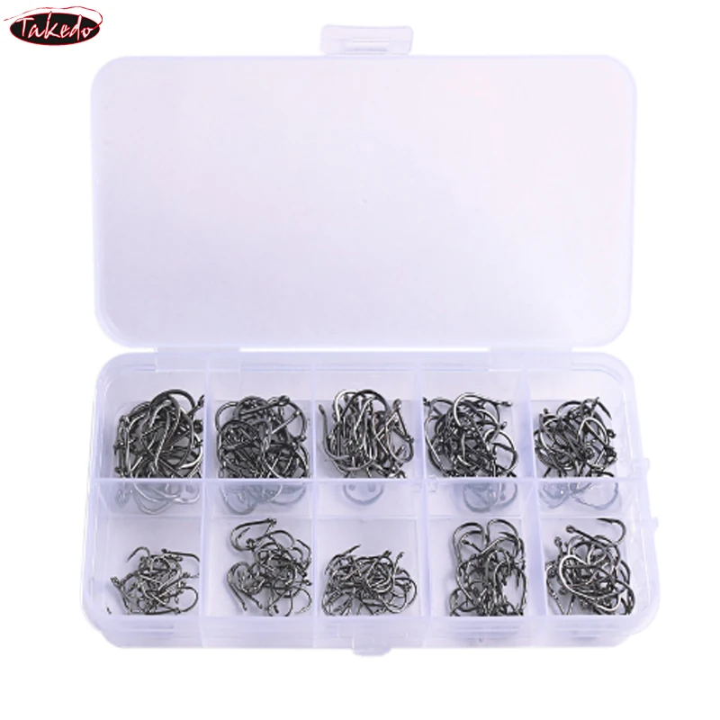 TAKEDO 3 # -12 #   Juego de anzuelos de pesca de carpa de acero rico en carbono, anzuelo de púas con bucle, anzuelo Guanfu para pesca de carpa - imagen 2