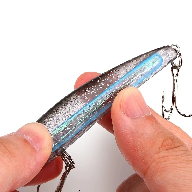 Señuelo de pesca de aleación de Zinc fundido largo, cebo blando integrado, 14g, 8,5 cm, señuelos artificiales que se hunden aerodinámicos, lote de 2 piezas en oferta - imagen 5