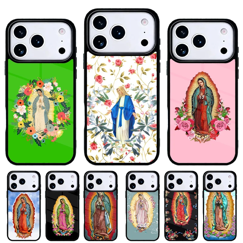 Funda Virgen de Guadalupe para iPhone – Carcasa trasera para 15 14 13 Pro Max