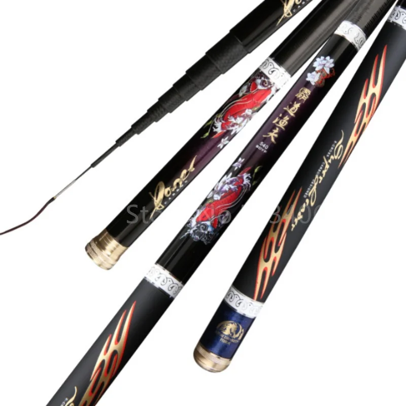 Caña de pescar telescópica de fibra de carbono dura súper ligera de 3,6 M-7,2 M, caña de pescar de alta calidad, depósito para pesca en estanque - imagen 3