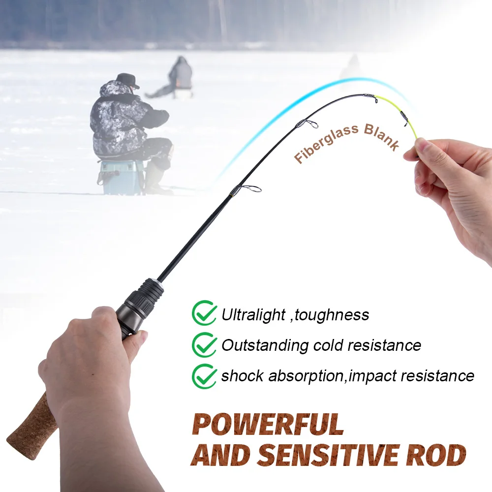 Goture 50cm 2 uds caña de pescar en hielo punta de caña ultraligera y resistente caña de pescar en hielo de invierno juego de carretes de pesca aparejos de caña caña de hielo - imagen 3